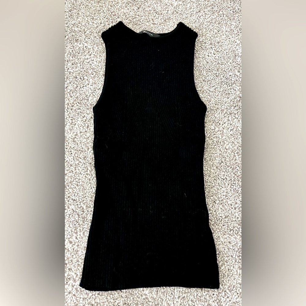 Black Sleeveless Ribbed Sweater Tank Top Size XS